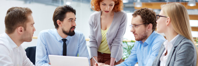 Group of business partners sharing ideas